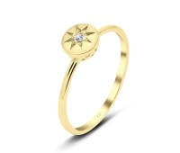 Star with CZ Designed Gold Plated Silver Ring NSR-3310-GP